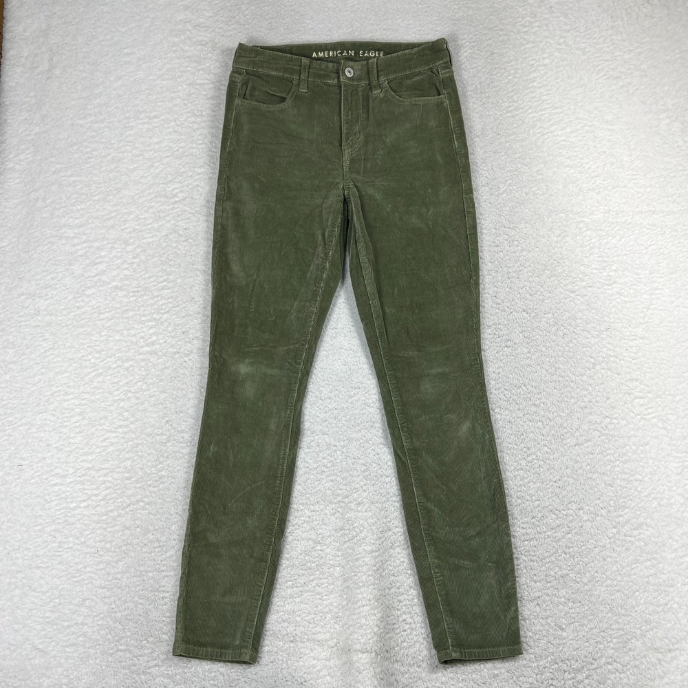 American Eagle Pants Womens 4 27x28 Green Hi Rise Jegging Corduroy Stretch Jean